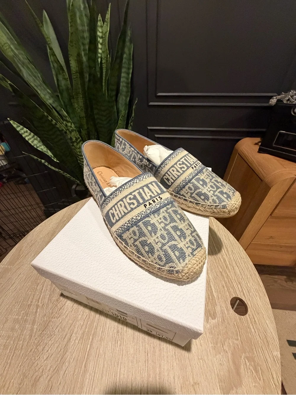 NEW IN BOX Dior Christian Dior Blue Logo Canvas Espadrilles SIZE 39